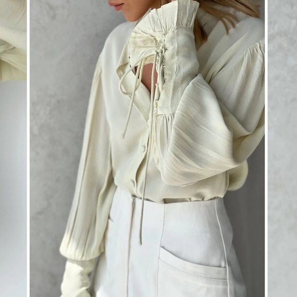 VITA GRACE Ophelia Tie Cuff Blouse | Meadow - Picture 4 of 12